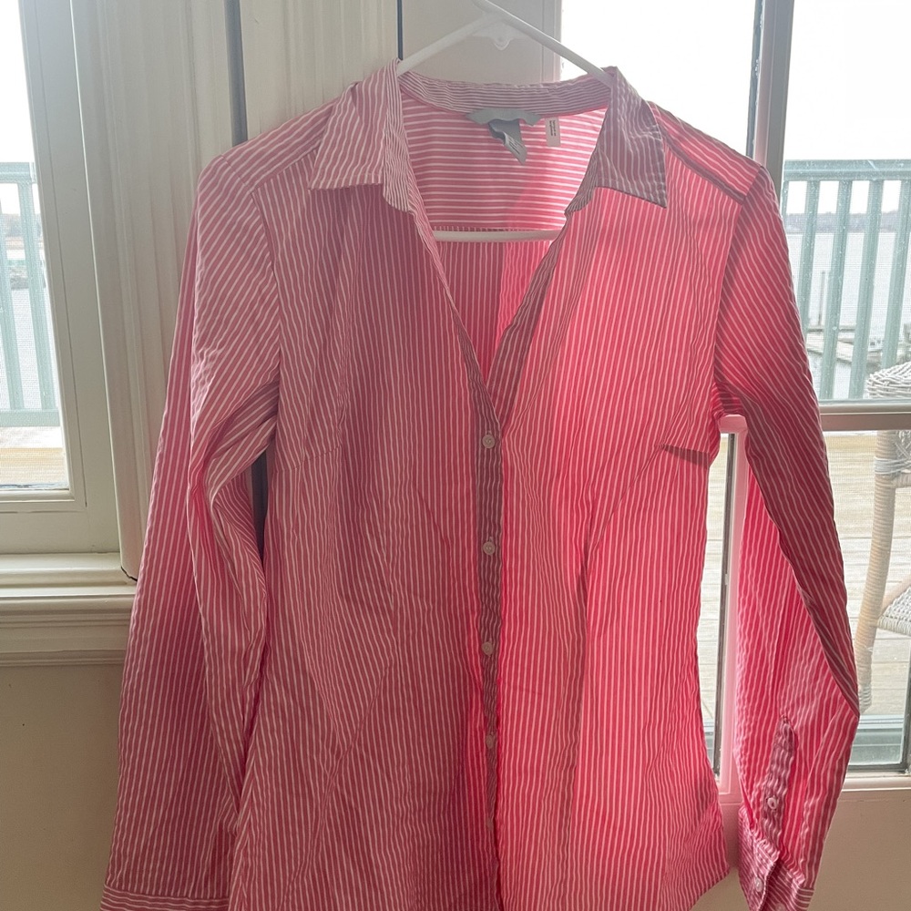 Pink and White Striped Button Up Size 10